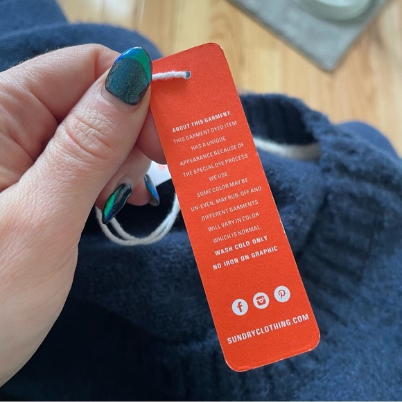 Sundry Puffsleeve Blue Wool Blend Long Sleeve Crewneck Sweater Dress NWT Sz 1/S - Picture 9 of 12